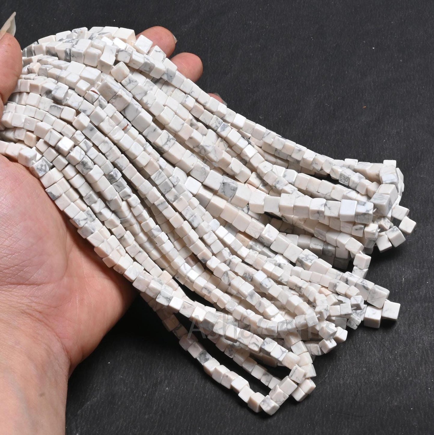 Fine White Howlite Smooth 3D Cube Box Shape Beads, Beautiful Howlite Plain Handmade Cube Gemstone Center Drill Howlite Beads Jewelry Crafts