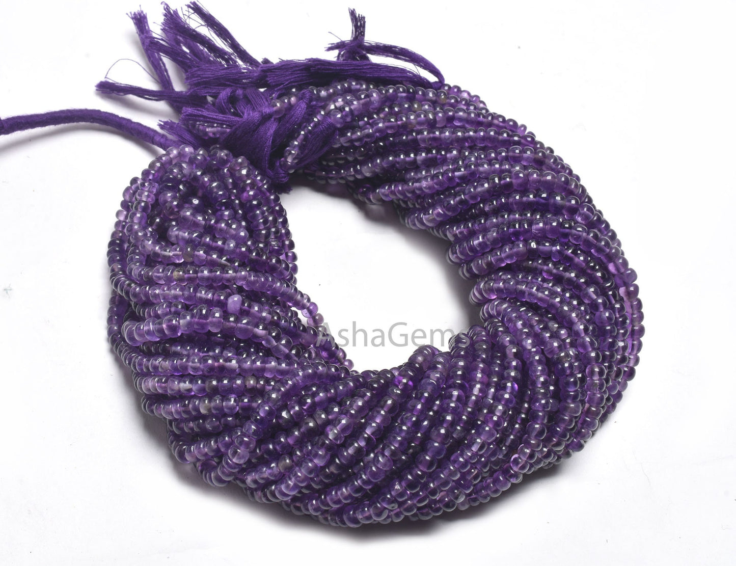 Fine African Amethyst Smooth Rondelle Shape Beads,12.5" Amethyst Plain Handmade Gemstone Loose Beads, Fine Purple Amethyst Bead Jewelry SALE