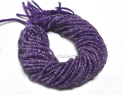 Fine African Amethyst Smooth Rondelle Shape Beads,12.5" Amethyst Plain Handmade Gemstone Loose Beads, Fine Purple Amethyst Bead Jewelry SALE