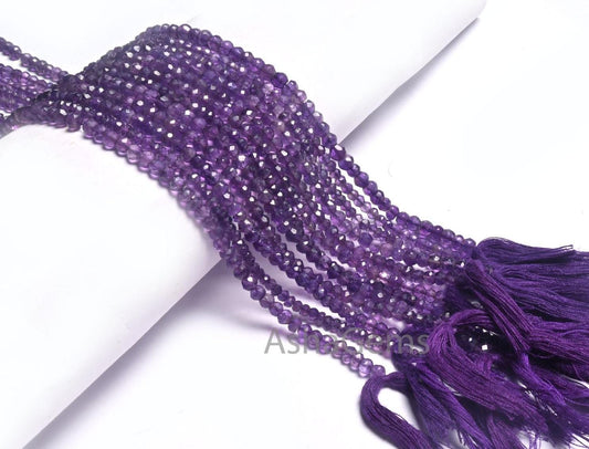 Fine Quality African Amethyst Faceted Rondelle Shape Beads,13"Natural Purple Amethyst Indian Machine Cut Gemstone Amethyst Bead Jewelry SALE