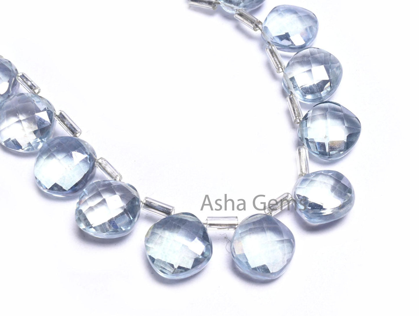AAA Quality Crystal Quartz Coated Fancy Cushion Shape Beads, 9 mm Light Blue Coated Crystal Side Drill Square Faceted Gemstone Beads Jewelry