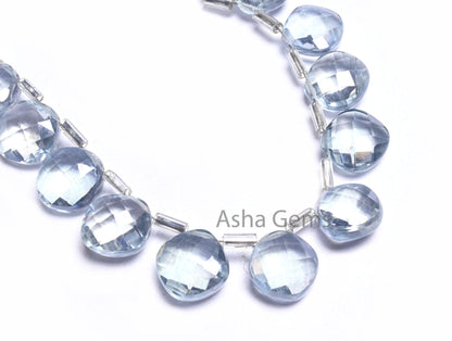 AAA Quality Crystal Quartz Coated Fancy Cushion Shape Beads, 9 mm Light Blue Coated Crystal Side Drill Square Faceted Gemstone Beads Jewelry