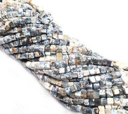 Fine Quality Dendrite Opal Smooth 3D Cube Box Shape Beads,8/16" Natural Dendritic opal Plain Handmade Cube Gemstone Beads Jewelry Craft Sale