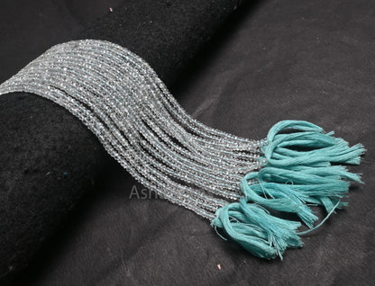 Beautiful Aquamarine Indian Machine Cut Gemstone Beads, 13" Natural Blue Aquamarine Faceted Rondelle Fine Aquamarine Beads Necklace Jewelry