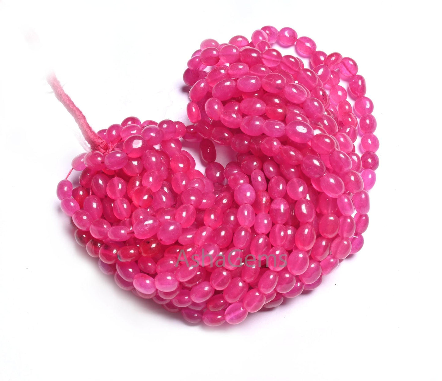 Fine Quality Hot Pink Quartz Smooth Oval Gemstone Beads,7/15" Strand Pink Quartz Plain Oval Handmade Quartz Beads Jewelry Making Crafts Sale