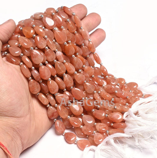 9" Fine Quality Pink Quartz Pear Shape handmade Beads, Pink Quartz Fancy Teardrop Smooth Gemstone Straight Drill Beads Jewelry making Crafts