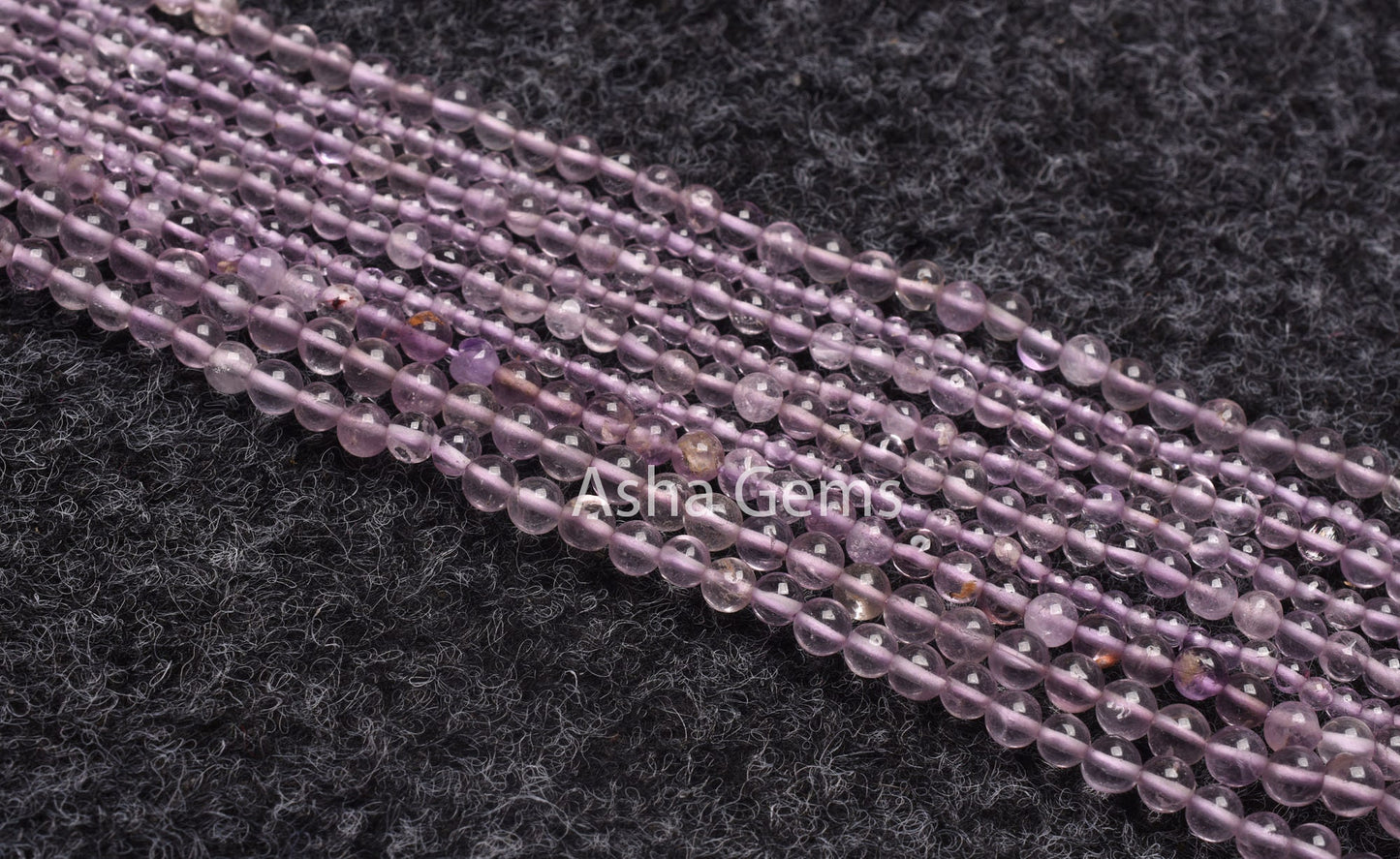 13" Strand Natural Pink Amethyst Smooth Round Beads, Fine Quality Pink Amethyst Plain Round Ball Gemstone Beads, Jewelry Making Crafts SALE