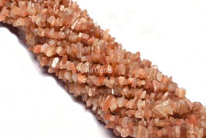 Natural Peach Moonstone Uncut Chips Raw Gemstone Beads ,Beautiful Pink Peach Shade Moonstone Smooth Uneven Beads AAA Quality Moonstone Beads