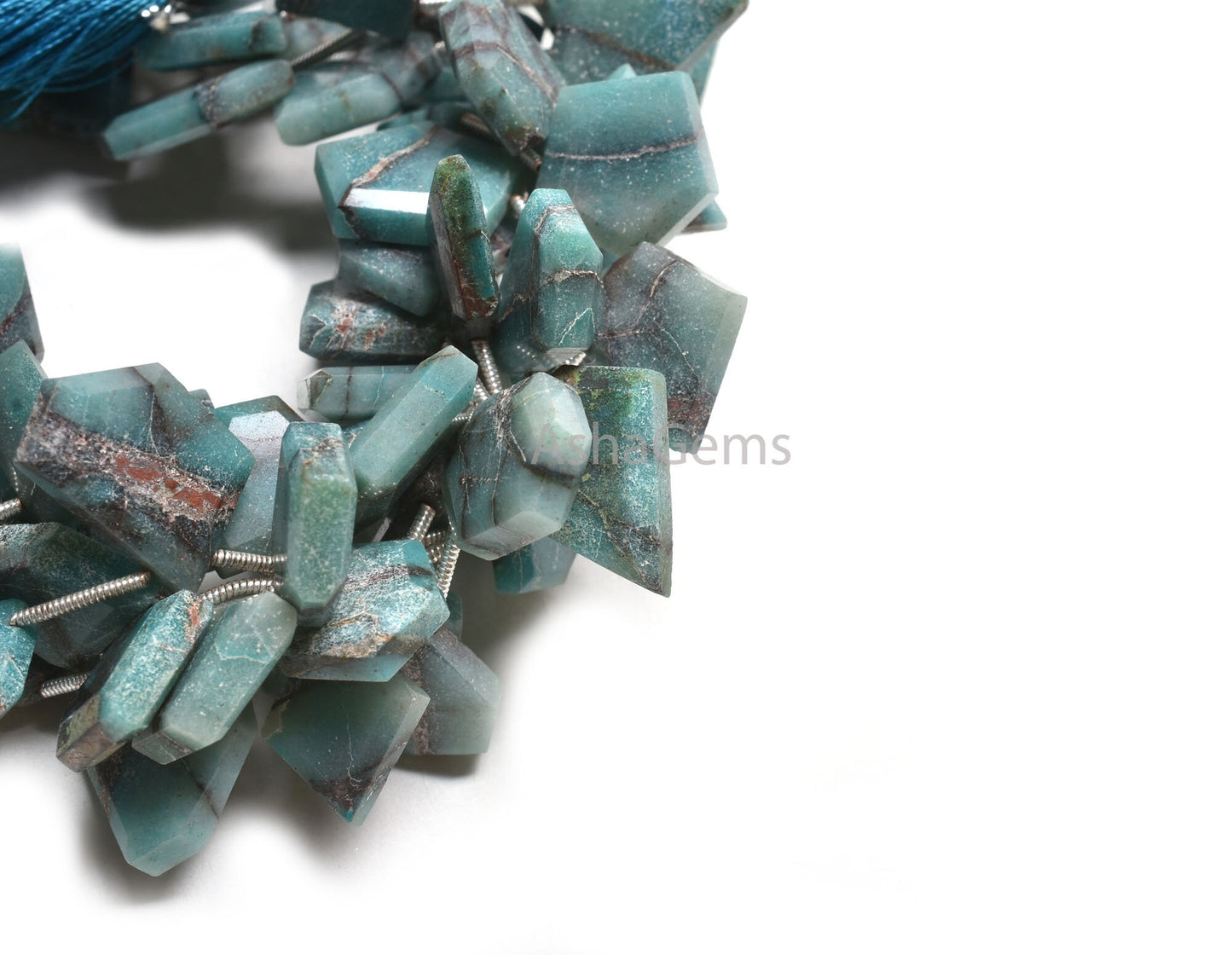 Chrysocolla Fancy Slice Shape Side Drill Gemstone Beads,11-16 mm Natural Blue Chrysocolla Flat Table Slice Faceted Bead Jewelry Making Craft
