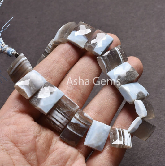 Blue Boulder Opal Fancy Chicklet Beads,11-18mm Boulder Opal faceted Rectangle Shape Gemstone Beads Boulder Blue Opal Bead Jewelry Craft SALE
