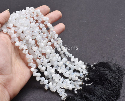 Blue Fire rainbow Moonstone Smooth Drops Shape Beads,8" White rainbow Plain Handmade Uneven Teardrop Beads Gemstone Rainbow Moonstone SALE