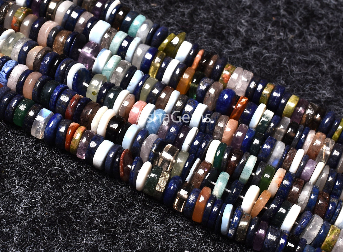Amazing Multi Color Smooth Heishi Tyre Shape Beads, Natural Mix Gemstone Wheel Shape Beads, Disco Flat Tyre Loose Beads For Jewelry Makings