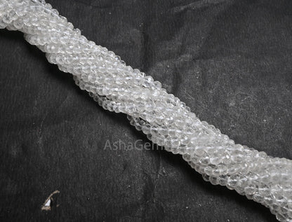 Beautiful Natural Crystal Quartz Micro Cut Beads,13" AAA Quality Crystal Indian machine cut Faceted Rondelle Crystal Bead Jewelry Craft SALE ( AG 15418 )