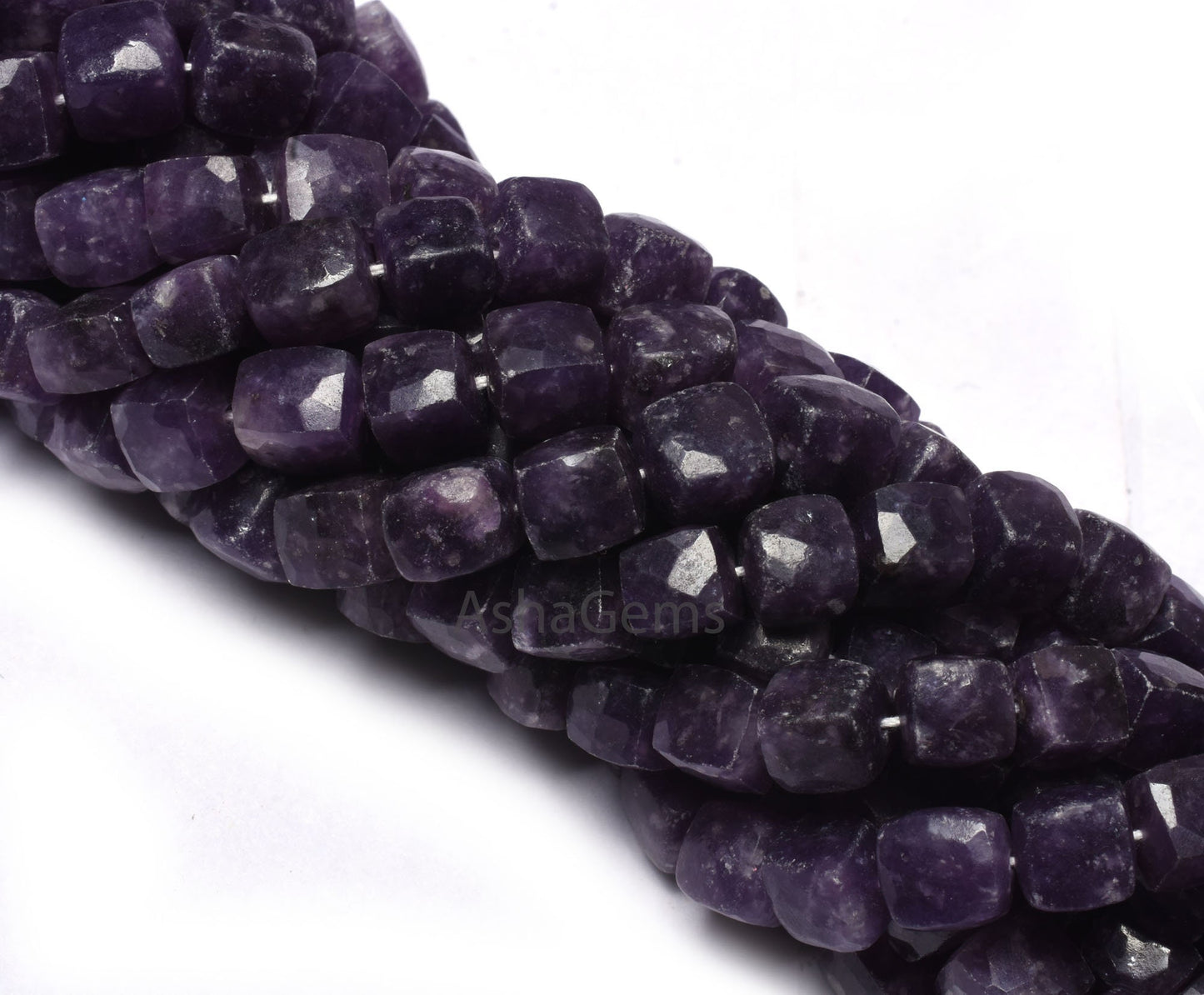 Natural Purple Lepidolite Faceted Cube Box Beads,8" Strand Lepidolite 3D Cube Gemstone Beads, Lepidolite Beads For Jewelry making Craft SALE