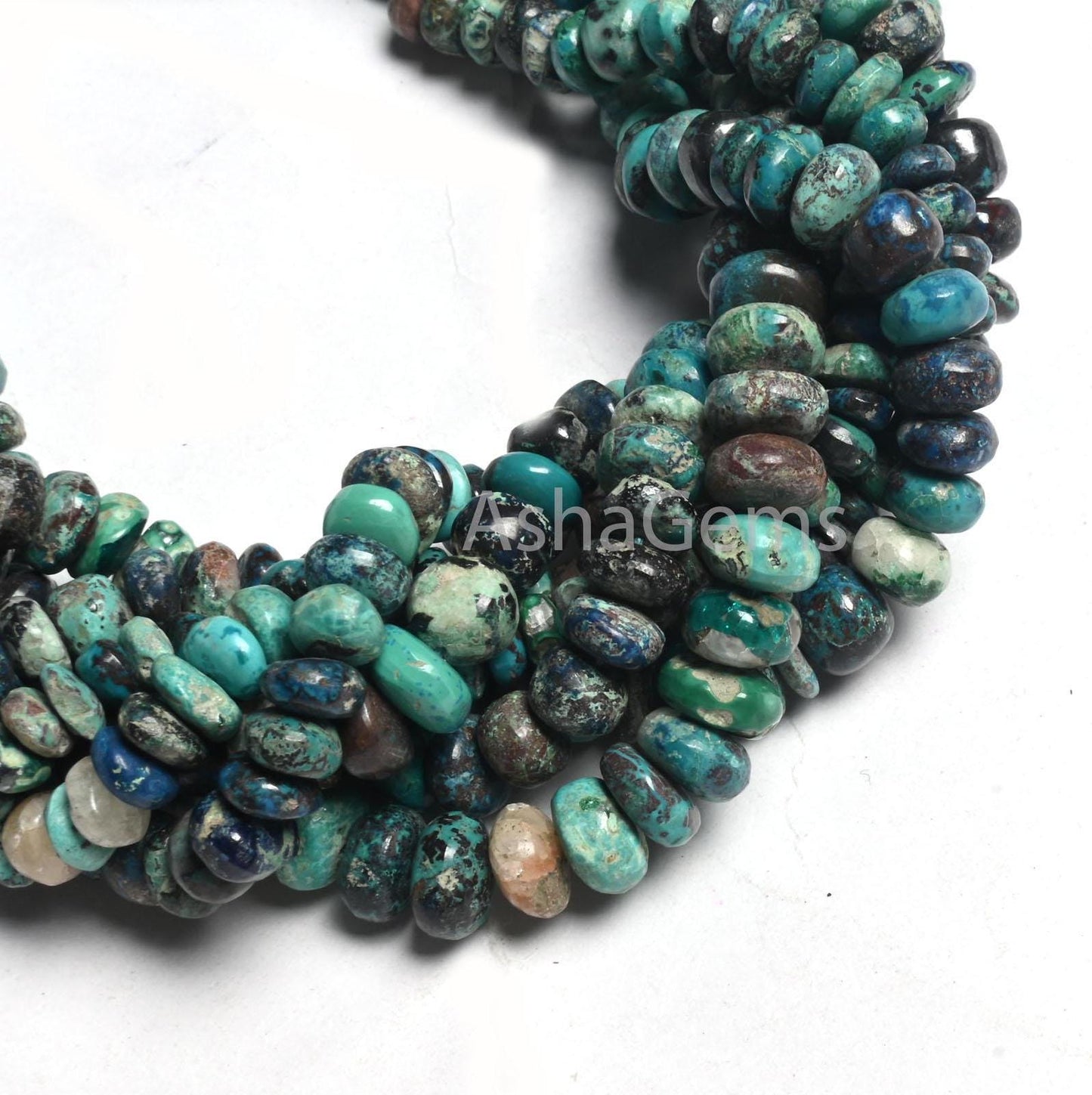 Natural Chrysocolla Smooth Rondelle Shape Gemstone Loose Beads,9" Blue chrysocolla Plain Handmade beads, Chrysocolla Bead Jewelry Craft SALE
