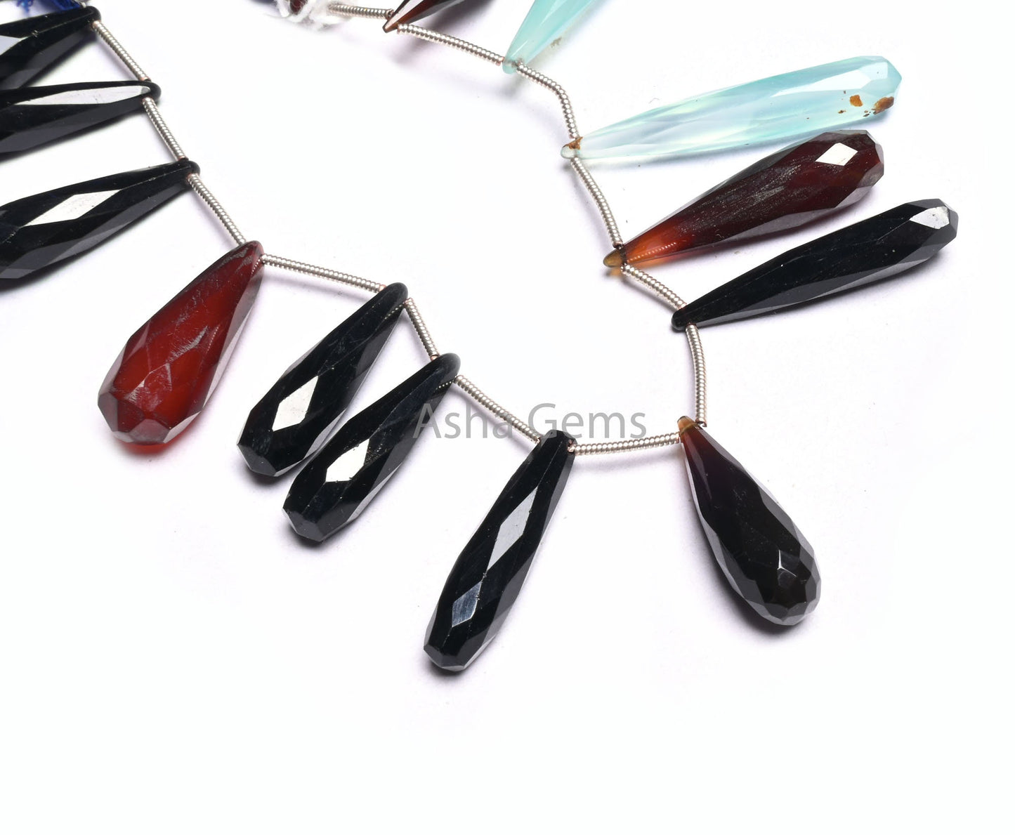 Mix Color Chalcedony Fancy Long Teardrop Faceted Beads,6-34mm Multi Disco Chalcedony Pencil Drops Gemstone Side Drill Briolette Bead Jewelry
