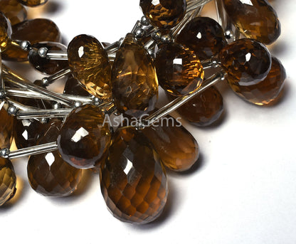 Top Quality Beer Quartz Faceted Drops Shape Beads, AAA Natural Beer Quartz Side Drill Teardrop Gemstone Beads For Necklace Jewelry Quartz