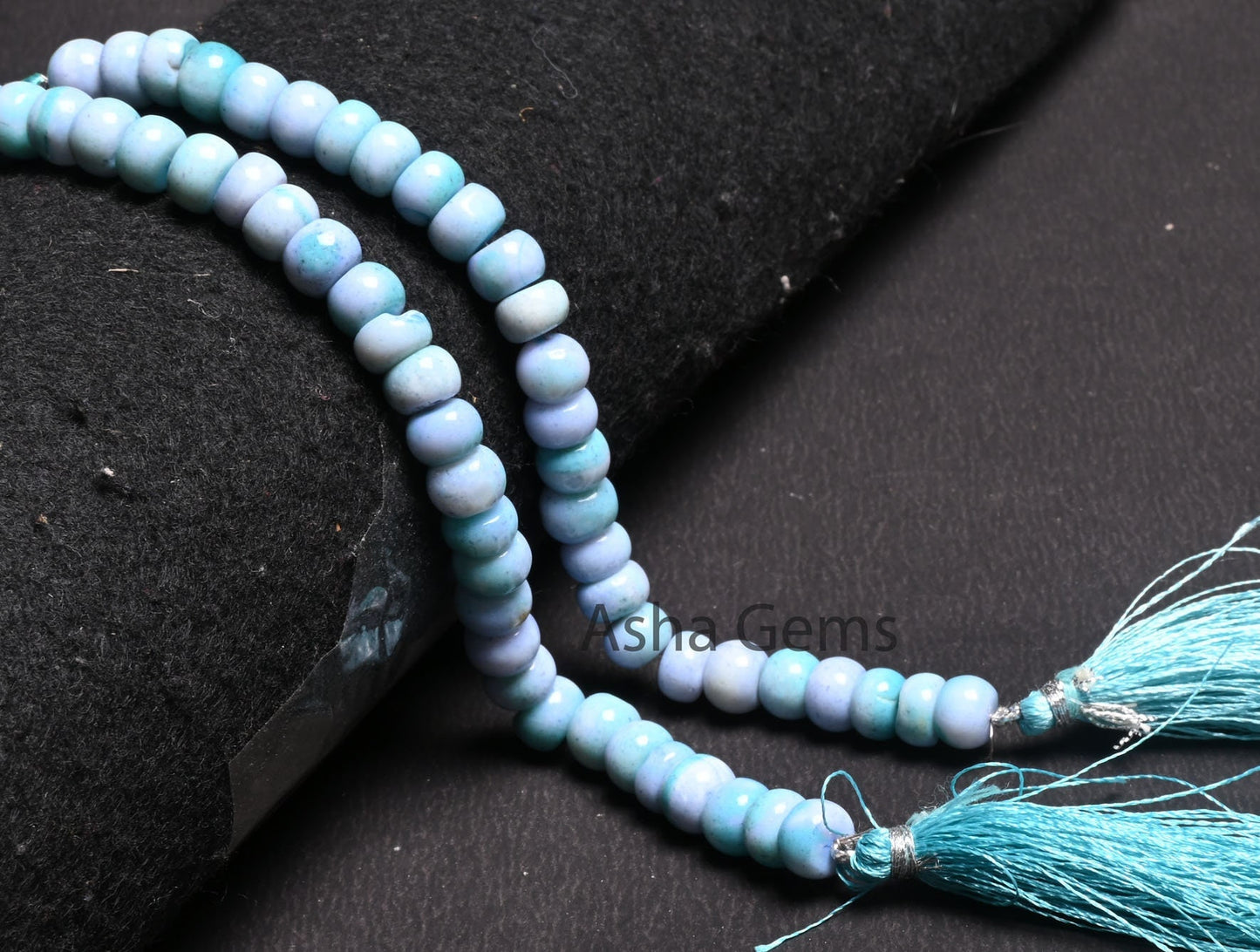 9 mm Shaded Blue Opal Smooth Rondelle Gemstone loose Beads, Fine Turquoise Blue Opal Plain Handmade Beads, Blue Opal Beads Jewelry Necklace