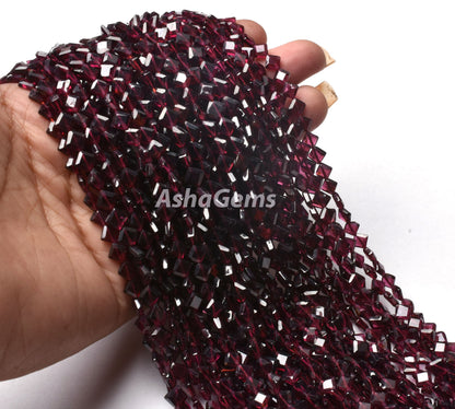 Natural Garnet Faceted Fancy Shape Beads, Red Garnet Flat Square Fancy Drill Gemstone Beads,12 Inch Garnet Beads For Jewelry Making Craft