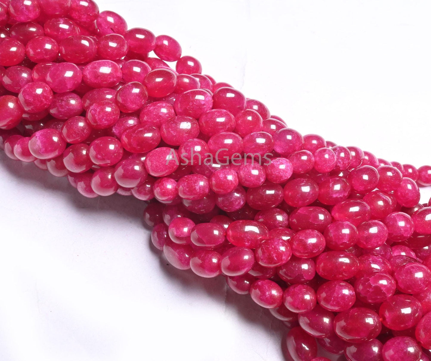 Beautiful Pink Quartz Smooth Puff Oval Shape Beads,9/18" Fine Red Pink Quartz Handmade Oval Straight Drill Gemstone Beads Jewelry Craft SALE