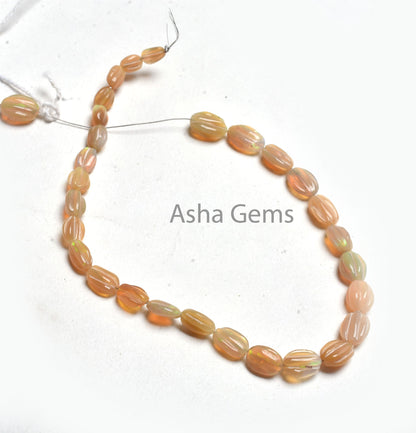 Flashy Fire Ethiopian Opal Carving Oval Shape Beads, Yellow Ethiopian Opal Handmade Carved Beads, Welo Fire Ethiopian Carve Oval Beads, SALE