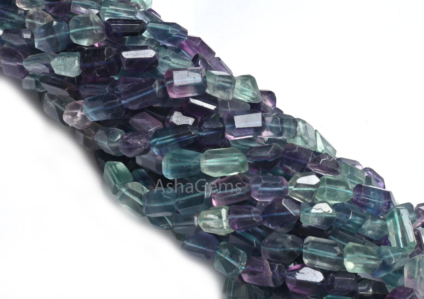 Fine Multi Fluorite Faceted Nugget Gemstone Beads, Multi Green Purple Fluorite Indian Cut handmade Tumble Fluorite Beads Jewelry Crafts SALE