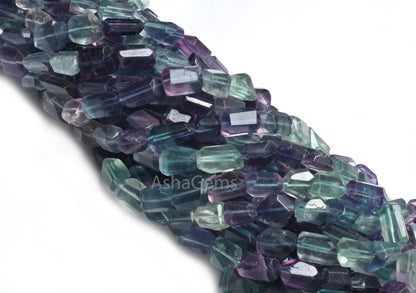 Fine Multi Fluorite Faceted Nugget Gemstone Beads, Multi Green Purple Fluorite Indian Cut handmade Tumble Fluorite Beads Jewelry Crafts SALE