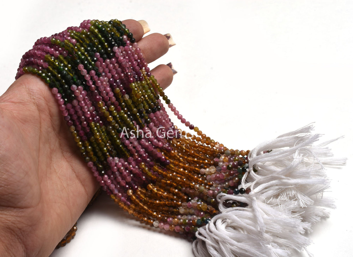 Fine Tourmaline Machine Cut Round Ball Beads,3.5 mm Multi Tourmaline Micro Cut Faceted Gemstone Beads, Real Tourmaline Bead Jewelry Necklace