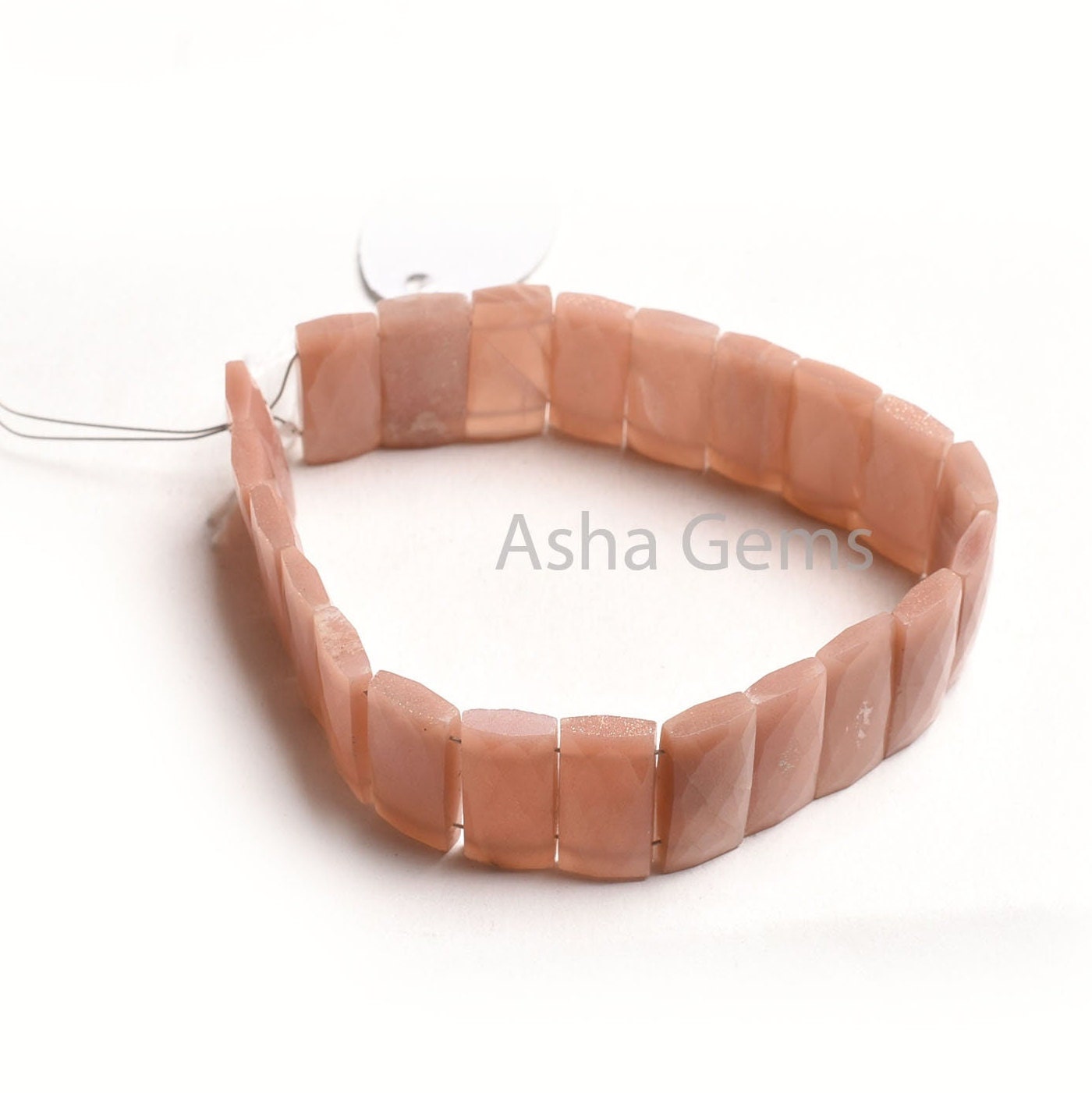 AAA Peach Moonstone Fancy Chicklet Beads,8" Strand Natural Pink Moonstone Faceted Rectangle Beads, Moonstone Beads For Bracelet Jewelry DIY