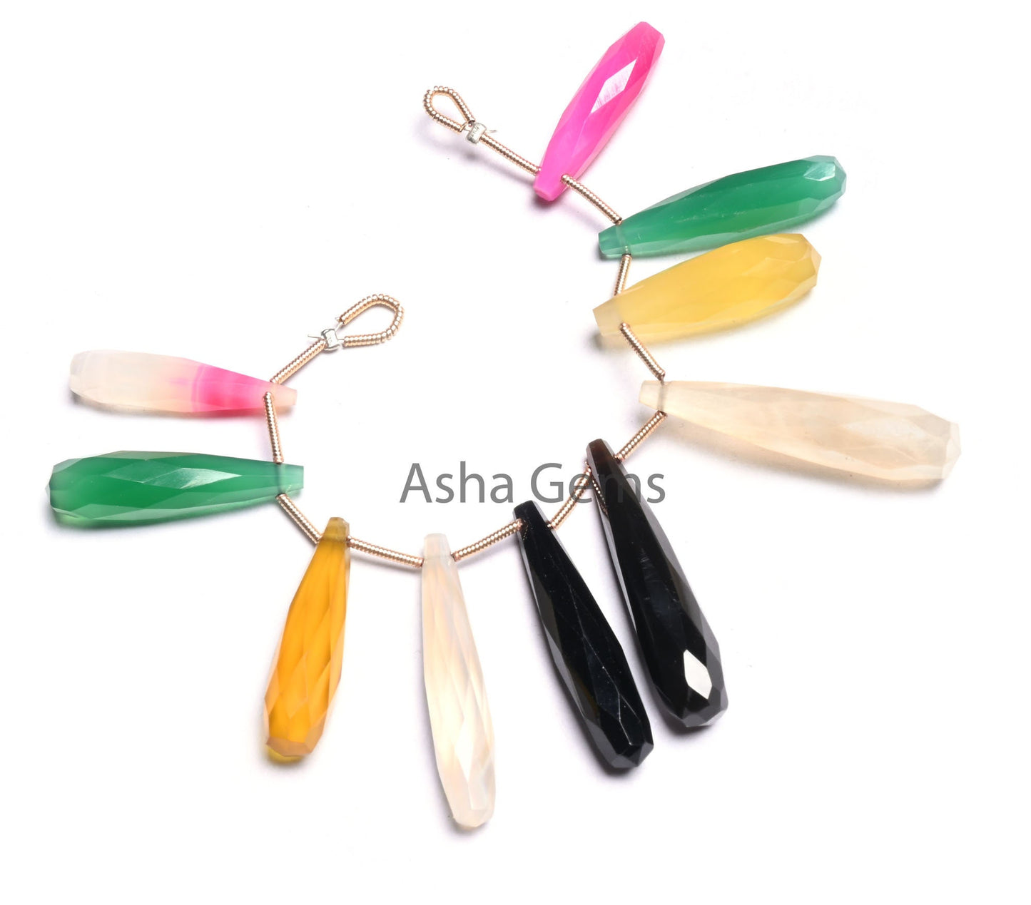 Fine Multi Color Chalcedony Fancy Pencil Drop Faceted Beads,6-34mm Disco Chalcedony Long Teardrop Gemstone Side Drill Briolette Bead Jewelry