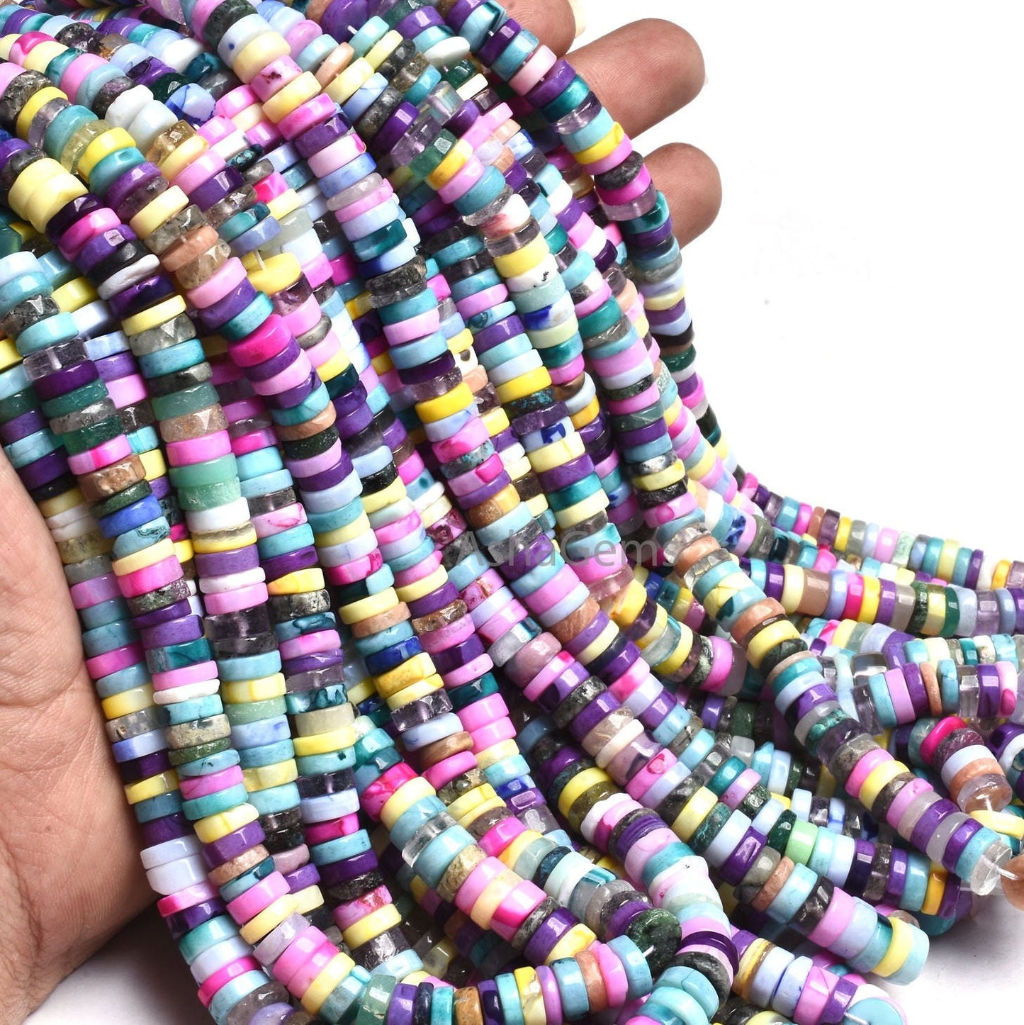 beautiful Mix gemstone Smooth Tyre Shape beads,8 mm Multi Color stone Disco plain Handmade Heishi tyre Beads, disco beads For Jewelry Crafts