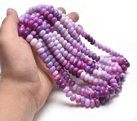 Beautiful Shaded Purple Opal Plain Handmade Rondelle Beads,16" Strand Lavender Opal smooth Gemstone Loose Opal Beads Necklace Jewelry SALE