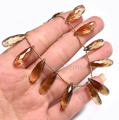 Fine Bear Quartz Fancy Long Drops Faceted Gemstone Beads,6.5-23 mm Natural Bear Quartz Side Drill Teardrop Briolette Bead Jewelry Craft SALE