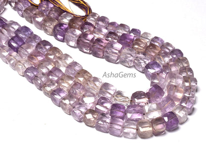 Beautiful shaded Blue ametrine faceted 3D Cube Box Gemstone beads, Genuine Ametrine box Beads, Fine Quality Ametrine Beads For Jewelry SALE