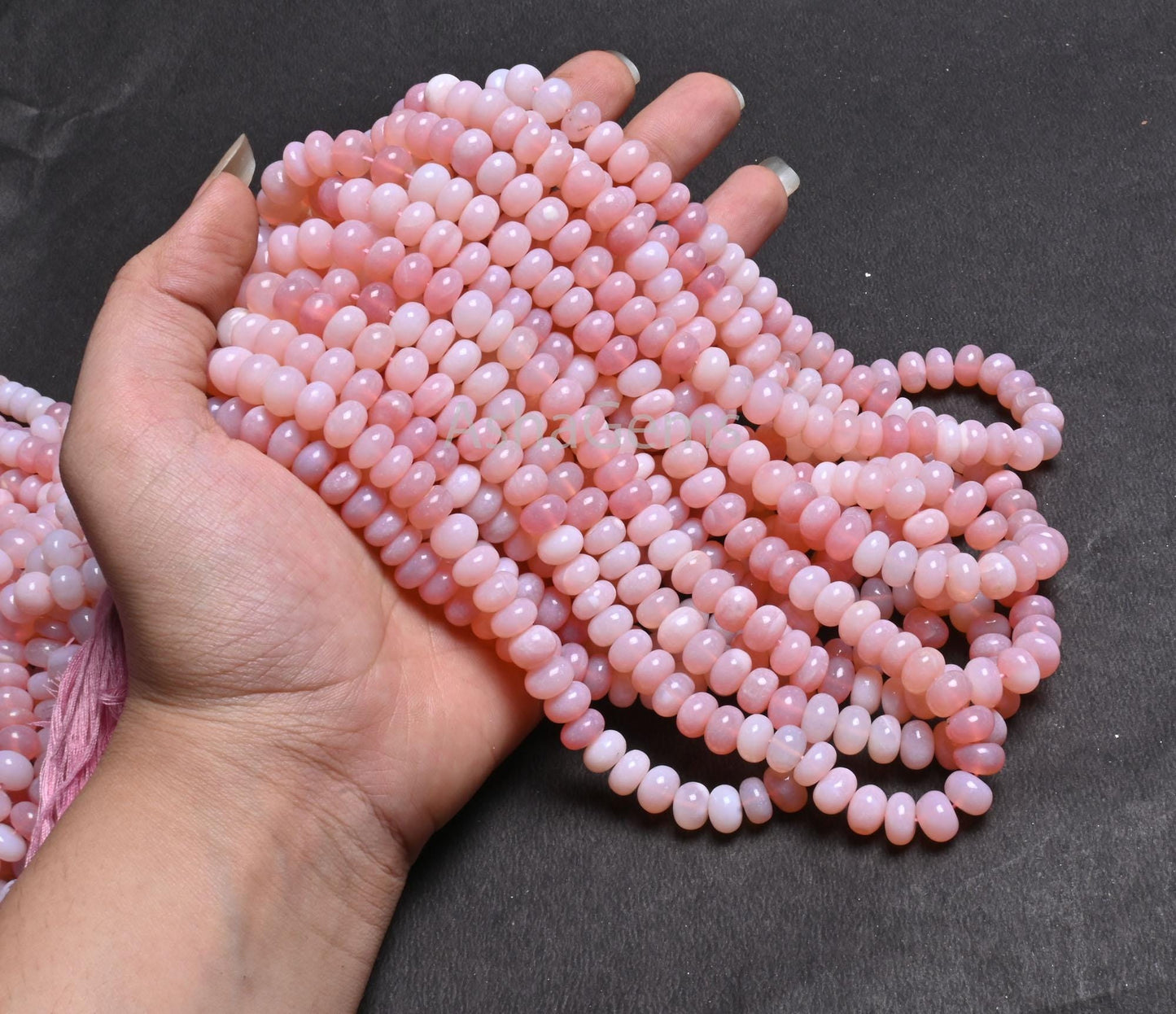 Beautiful Pink Opal Rondelle Shape Smooth Bead,16" Shaded pink Opal Handmade Gemstone Loose Beads Jewelry Making Crafts AAA Opal Beads SALE