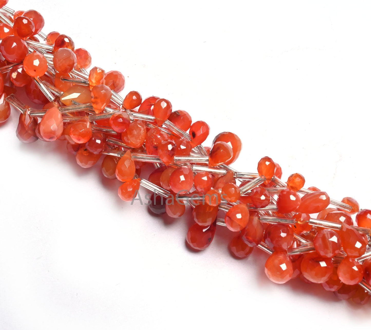 Natural Red Carnelian Faceted Drop Shape Gemstone Loose Beads, Carnelian Side Drill Teardrop Briolette carnelian Beads Jewelry Making Crafts