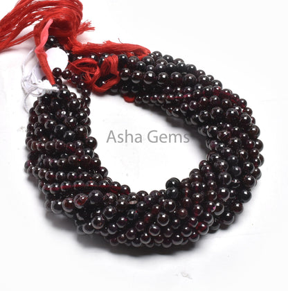 Natural Red Garnet Smooth Round Shape Gemstone Beads, Fine Garnet Beads, Garnet Plain Handmade Round Ball Beads For Necklace Jewelry Making