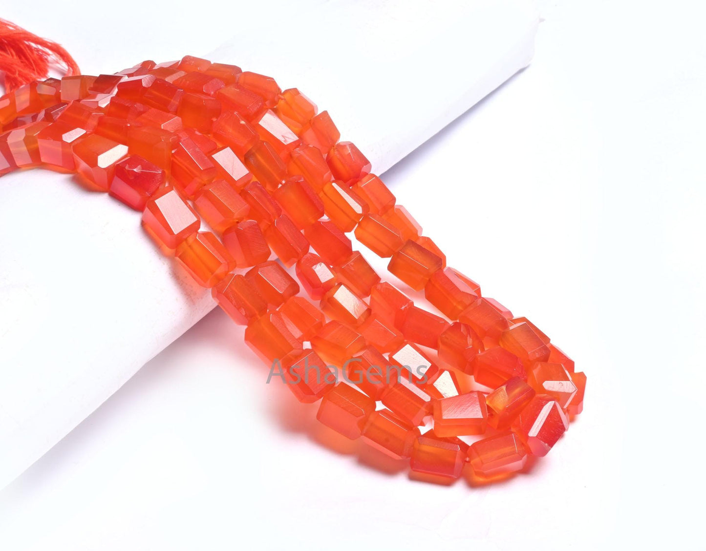 Beautiful Red Orange Chalcedony faceted Nugget Shape Handmade Beads, AAA Chalcedony Tumble Gemstone Indian Cut Chalcedony Beads Jewelry SALE
