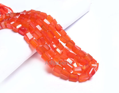 Beautiful Red Orange Chalcedony faceted Nugget Shape Handmade Beads, AAA Chalcedony Tumble Gemstone Indian Cut Chalcedony Beads Jewelry SALE