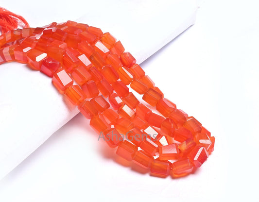 Beautiful Red Orange Chalcedony faceted Nugget Shape Handmade Beads, AAA Chalcedony Tumble Gemstone Indian Cut Chalcedony Beads Jewelry SALE