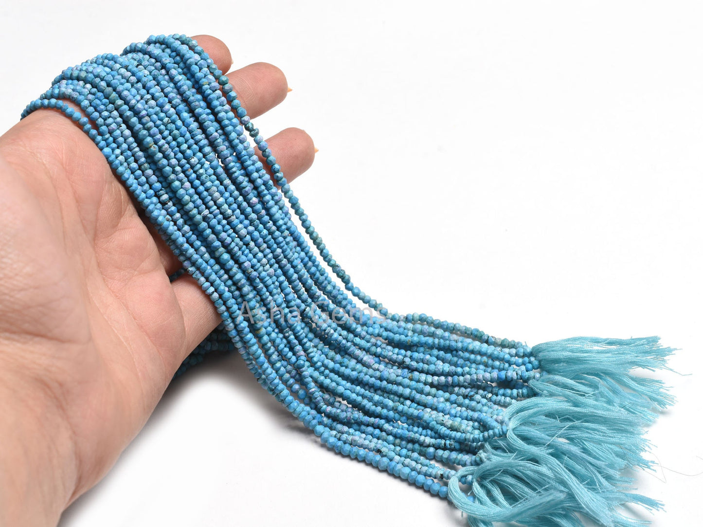 Blue Turquoise Howlite Indian Cut Faceted Beads,13.5" Strand Turquoise Faceted Rondelle Gemstone Beads, Howlite Turquoise Bead Jewelry Sale