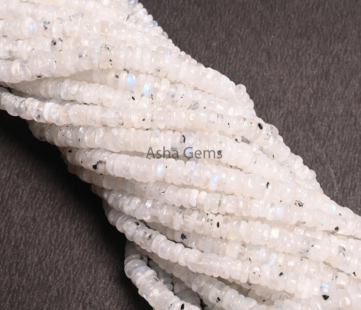 Natural Moss Rainbow Moonstone Smooth Heishi Tyre Beads, Flashy White Rainbow Handmade Wheel Uneven Gemstone Rainbow Moonstone Beads Jewelry
