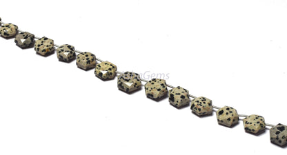 Beautiful Dalmation Jasper Fancy Hexagon Shape Beads,15 Pc Strand Natural Dalmation Jasper Faceted 6 Corner Gemstone beads, Jasper Beads