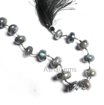 Beautiful Grey Silver coated Labradorite Smooth Gemstone Loose beads, flashy labradorite Coated Rondelle handmade Beads Jewelry Making Craft
