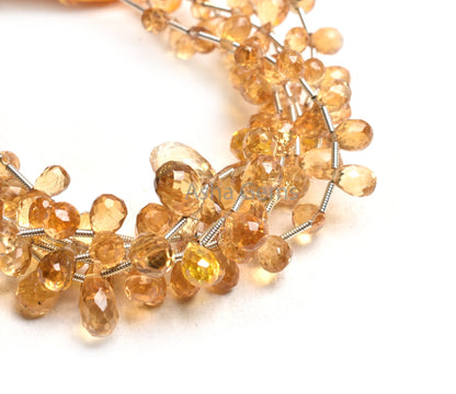 Natural Citrine Faceted Drops Shape Gemstone Beads, Fine Quality Yellow Citrine Teardrop Citrine Drops Briolette Jewelry Making Crafts SALE