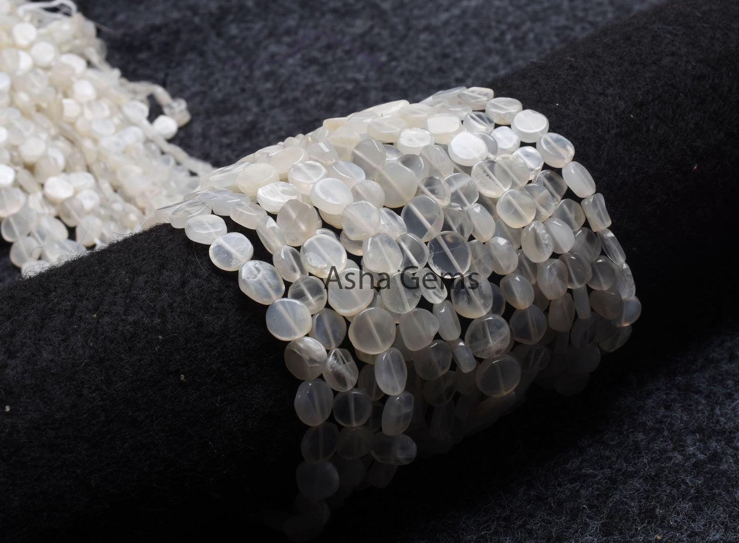 Natural White Moonstone Smooth Coin Flat Gemstone Beads,13" Moonstone Handmade Uneven Shape Coin Straight Drill Bead, Moonstone Bead Jewelry