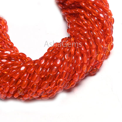 Beautiful Orange Carnelian Color Hydro Smooth Oval Shape Beads,13" Bright Tiger Orange Hydro Plain Handmade Oval Loose Beads Jewelry Crafts