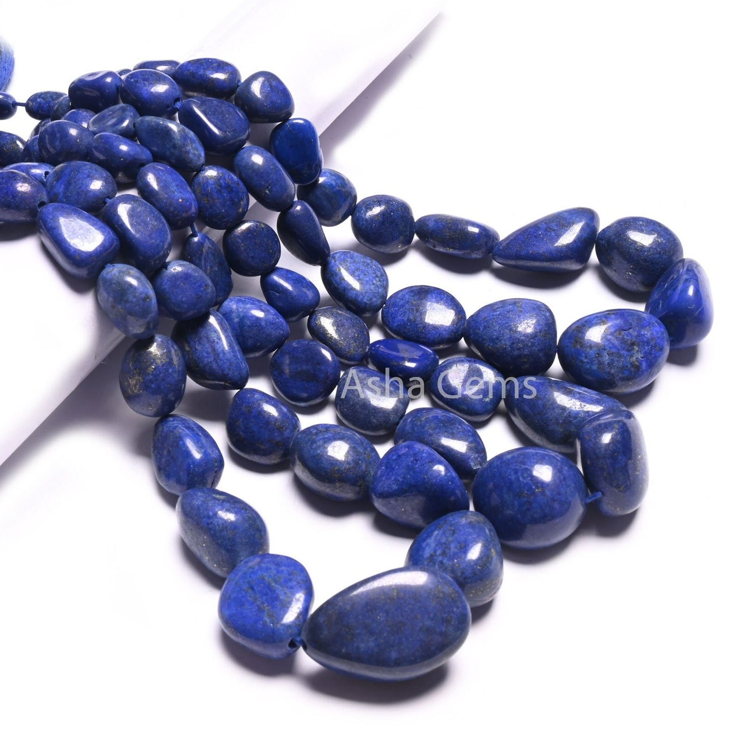 AAA Quality Lapis Smooth Nugget Gemstone Loose Beads,18"Blue Lapis Tumble handmade Graduation Size Beads, Lapis Lazuli Bead Necklace Jewelry