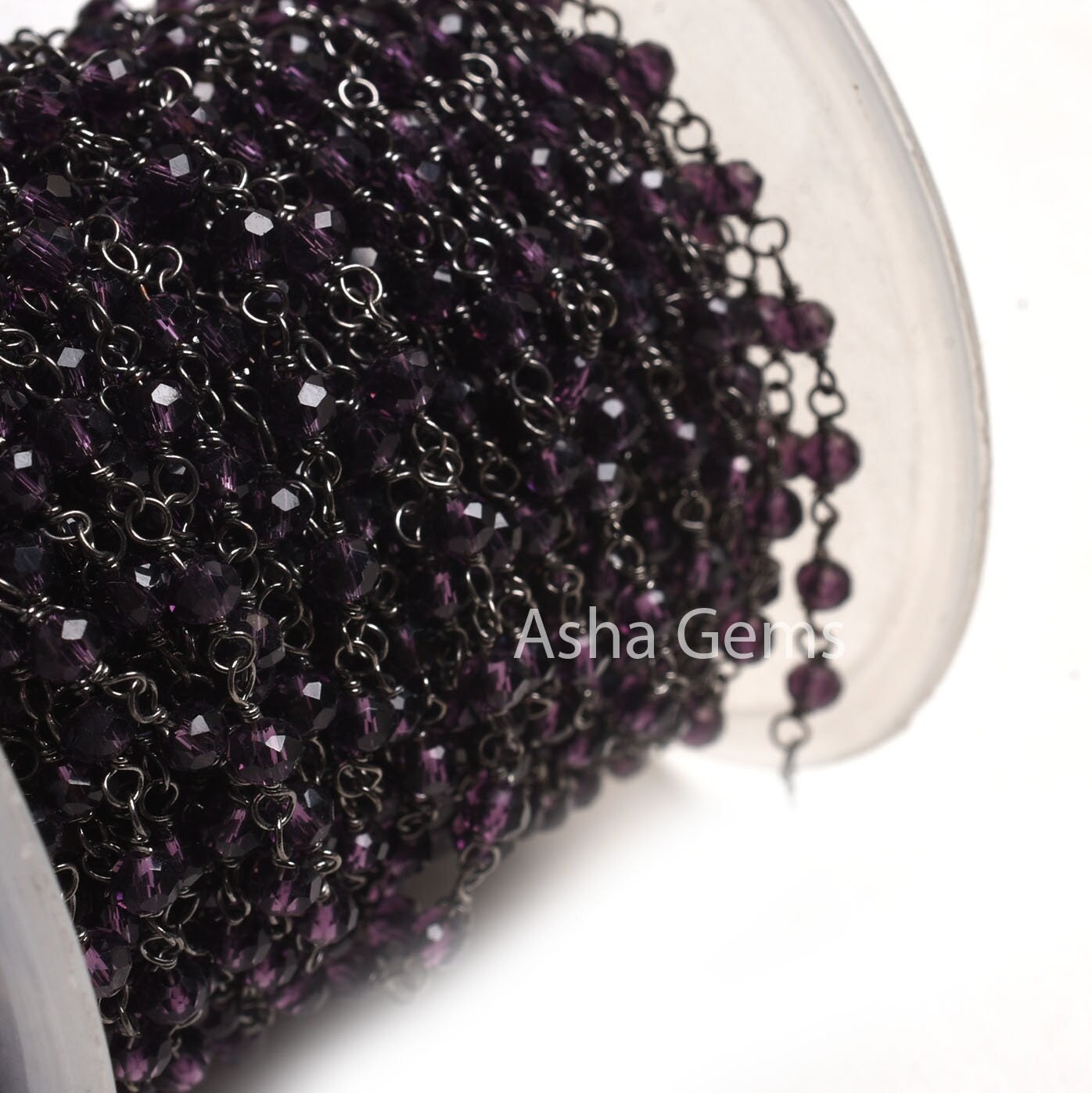 Purple Amethyst Hydro Faceted Rondelle Beads Rosary Chain 1-50 Feet Purple Crystal Black Plated Gunmetal Wire Wrap Chains Jewelry Craft SALE