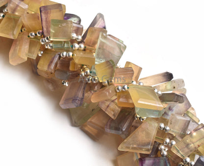 Natural Fluorite Fancy Flat Slice Faceted Gemstone Beads, Multi Fluorite Fancy Uneven Shape Table Cut Side Drill Bead Fluorite Bead Jewelry